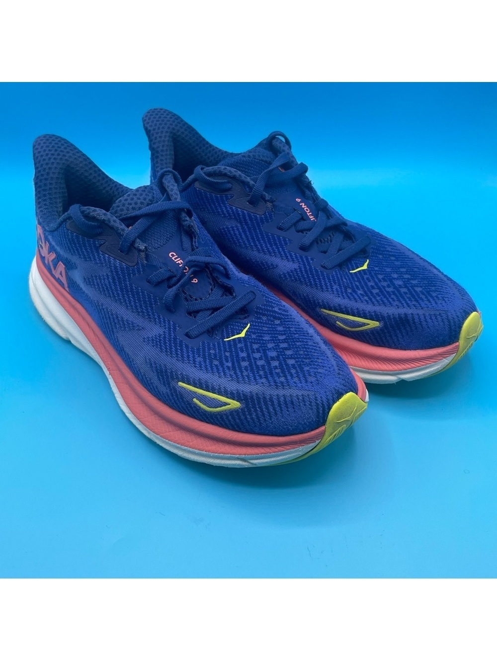 Hoka Blue and Pink Athletic Shoes